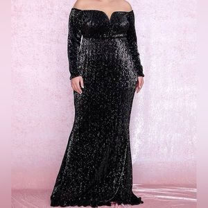 Love&Lemonade off shoulder sequin mermaid dress. Size XL (14) black sequin.